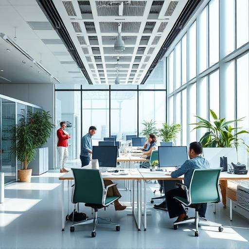 Still from a corporate video showcasing the innovative workspace of 'InnoTech Solutions'.